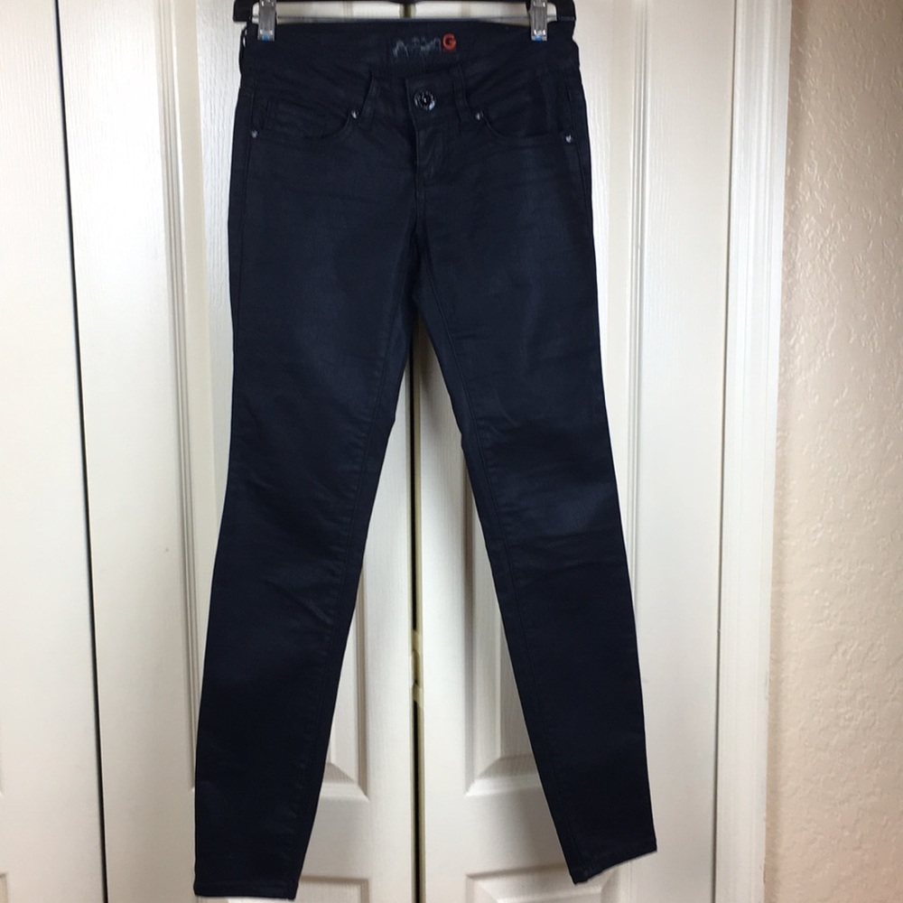 Guess Super Skinny Shiny Black Jeans Size 24